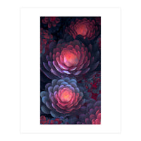 Ethereal Neon Blooms: Intricate 3D Floral Fractal Art (Print Only)