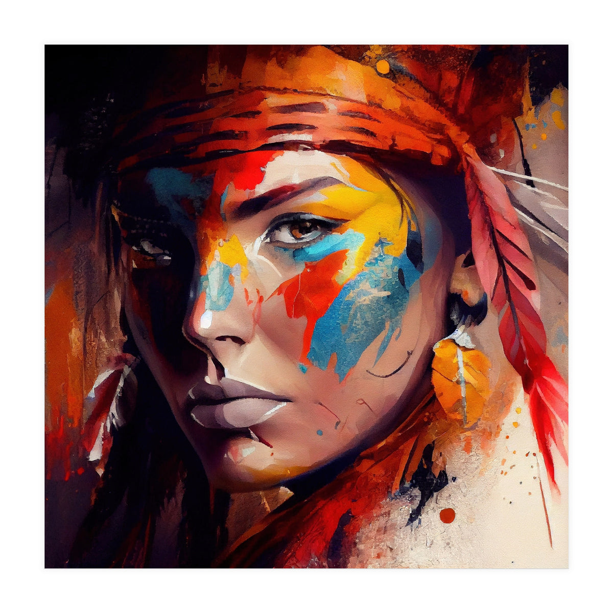 Powerful American Native Woman #4 (Print Only)
