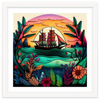 Folk Sunset Sailing Ship