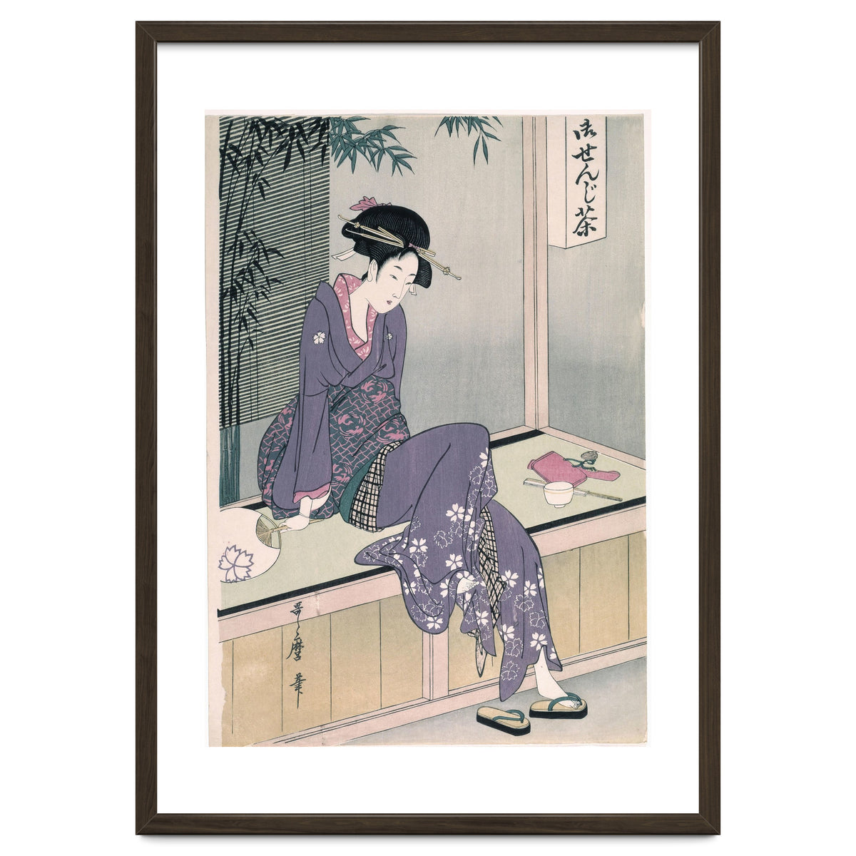 Kitagawa Utamaro (Copy) / 'Mujer sentada en una veranda', ca.  1798; 20th century, Japanese School.