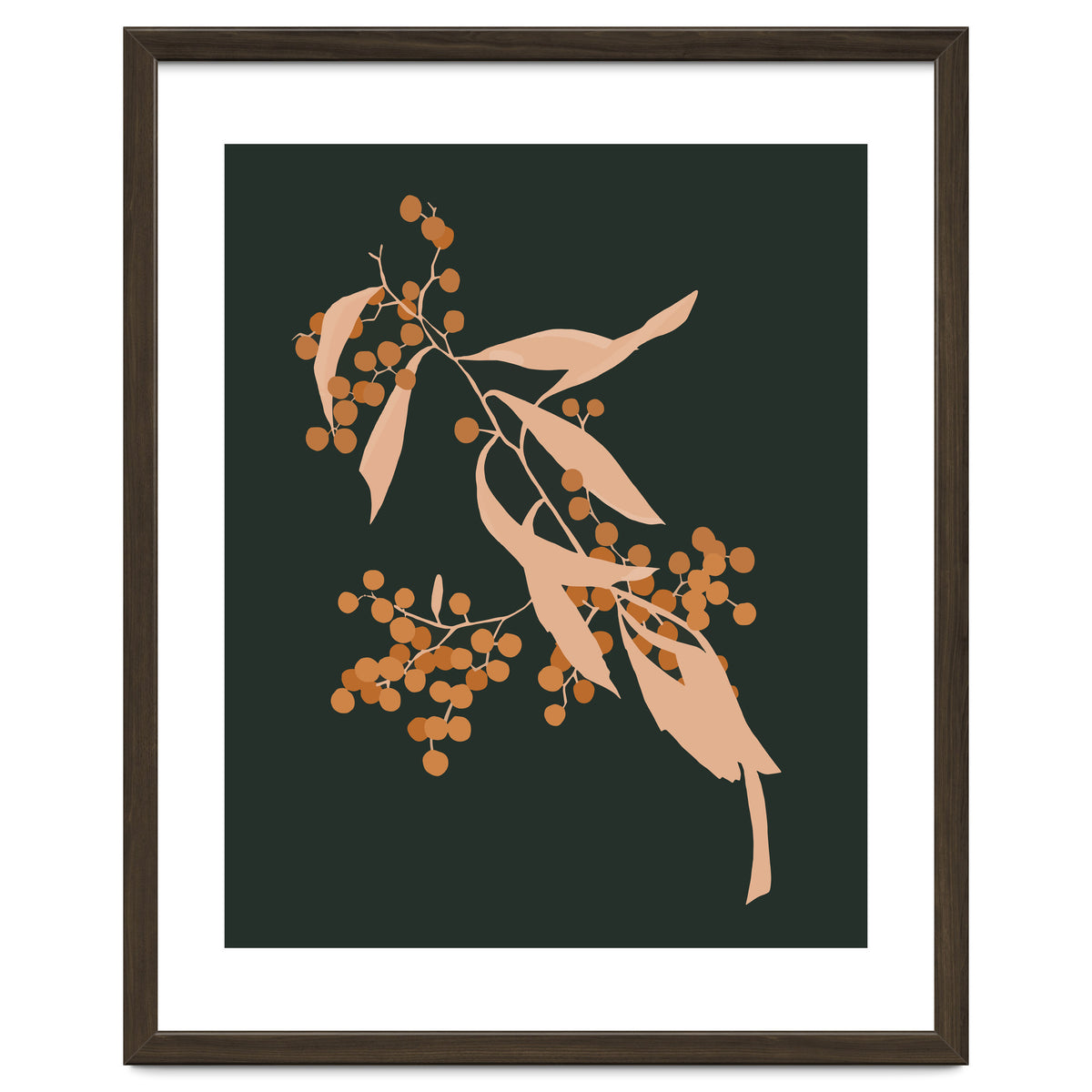 The Blooming Touch, Botanical Vintage Illustration, Dark Blush Bohemian Painting, Plants Nature Eclectic Classy Scandinavian