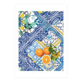 Mediterranean blue tiles, butterflies and citrus fruit (Print Only) thumbnail