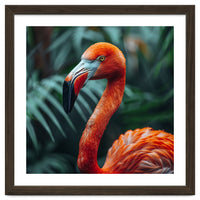 Close Up Of A Vibrant Orange Flamingo Bird