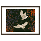 White Herons Flying Asian Art thumbnail