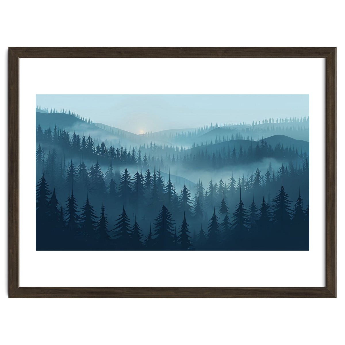 Misty Evergreen Forest: Moody Atmospheric Landscape