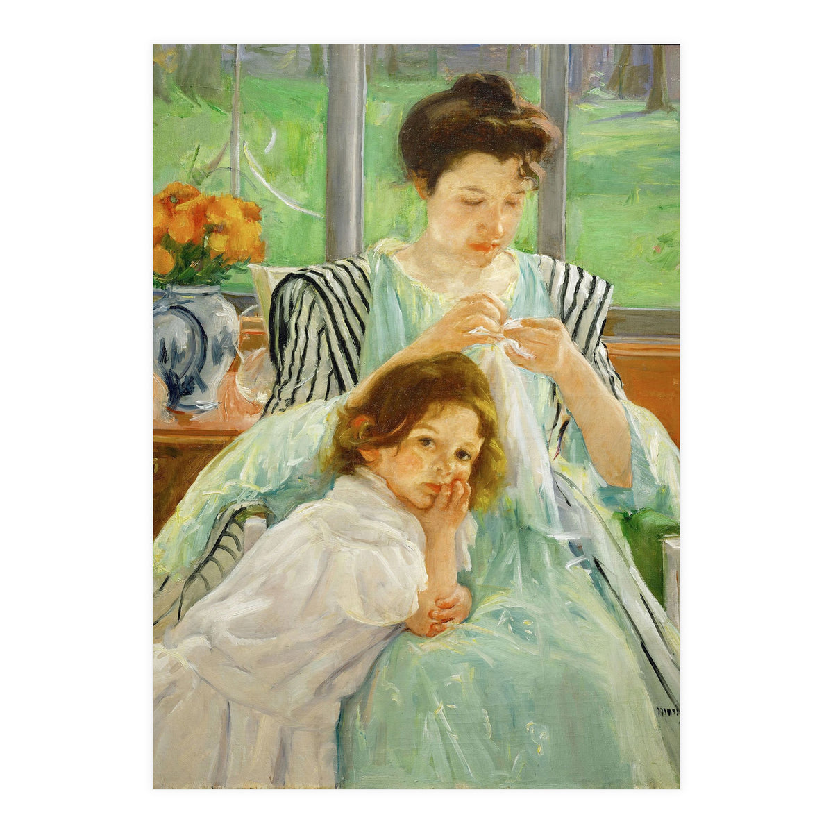 Young mother sewing, 1901 Canvas,92,4 x 73,7 cm. (Print Only)