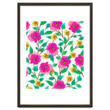 Floral Forever, Colorful Summer Garden Botanical Illustration, Pink Boho Vibrant Painting thumbnail