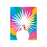 Fan Palm, Tropical Nature Botanical Colorful Watercolor, Abstract Jungle Rainbow Boho, Eclectic Plants Contemporary Modern (Print Only) thumbnail