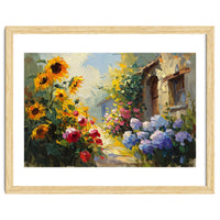 Vibrant Summer Cottage Garden Oil Painting