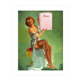 Pinup Girl Posing With Her Big Diary Book (Print Only) thumbnail