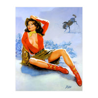 Pinup Girl Fell From A Wild Horse (Print Only)