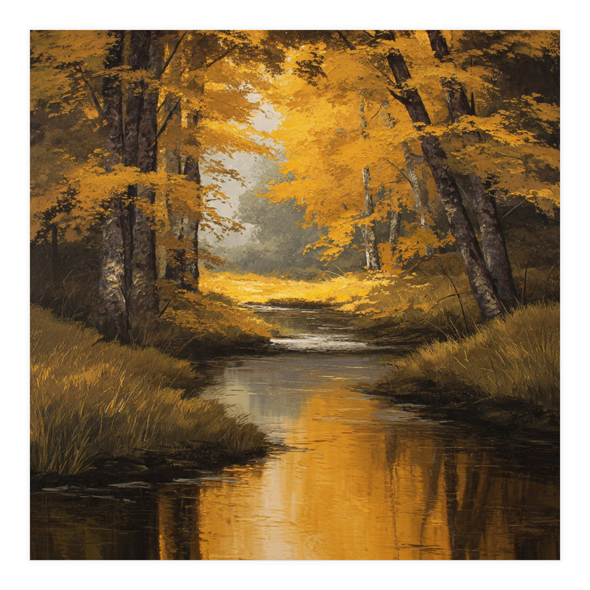 Golden Autumn Forest River (Print Only)