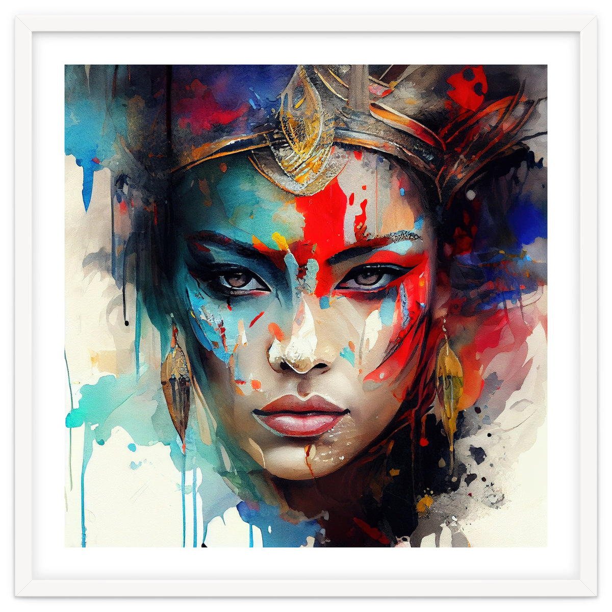 Crowned Mask Asian Warrior Portrait