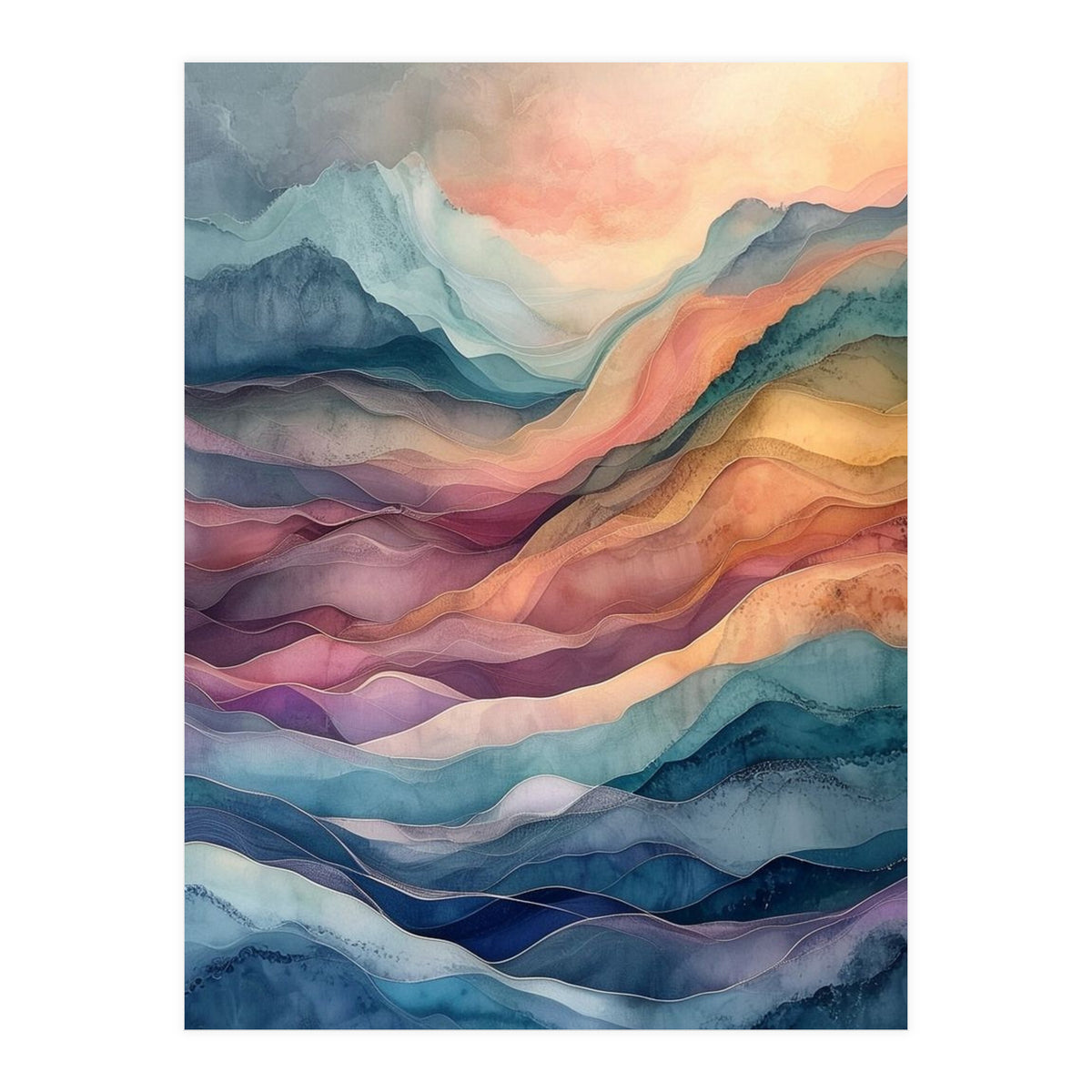 Abstract Fluid Mountain Landscape Art (Print Only)