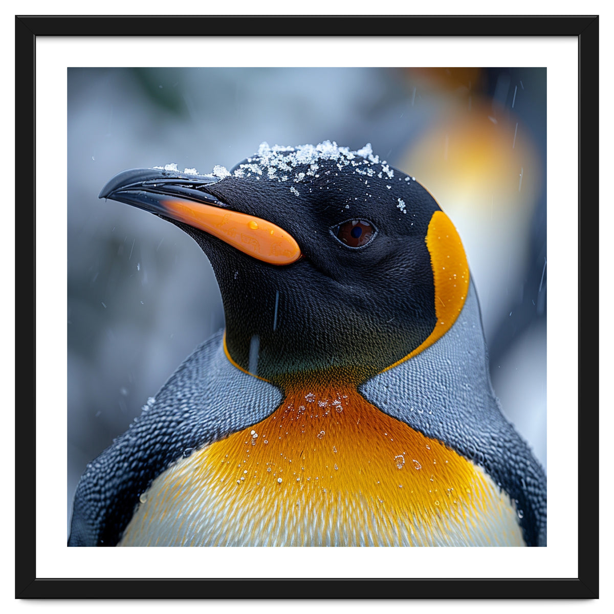 King Penguin In Falling Snow