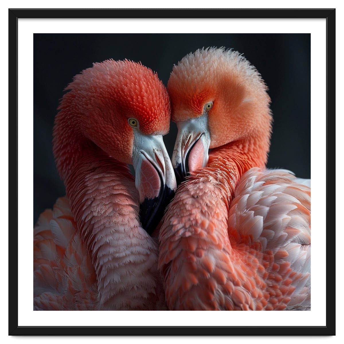 Two Flamingos Together Showing Affection