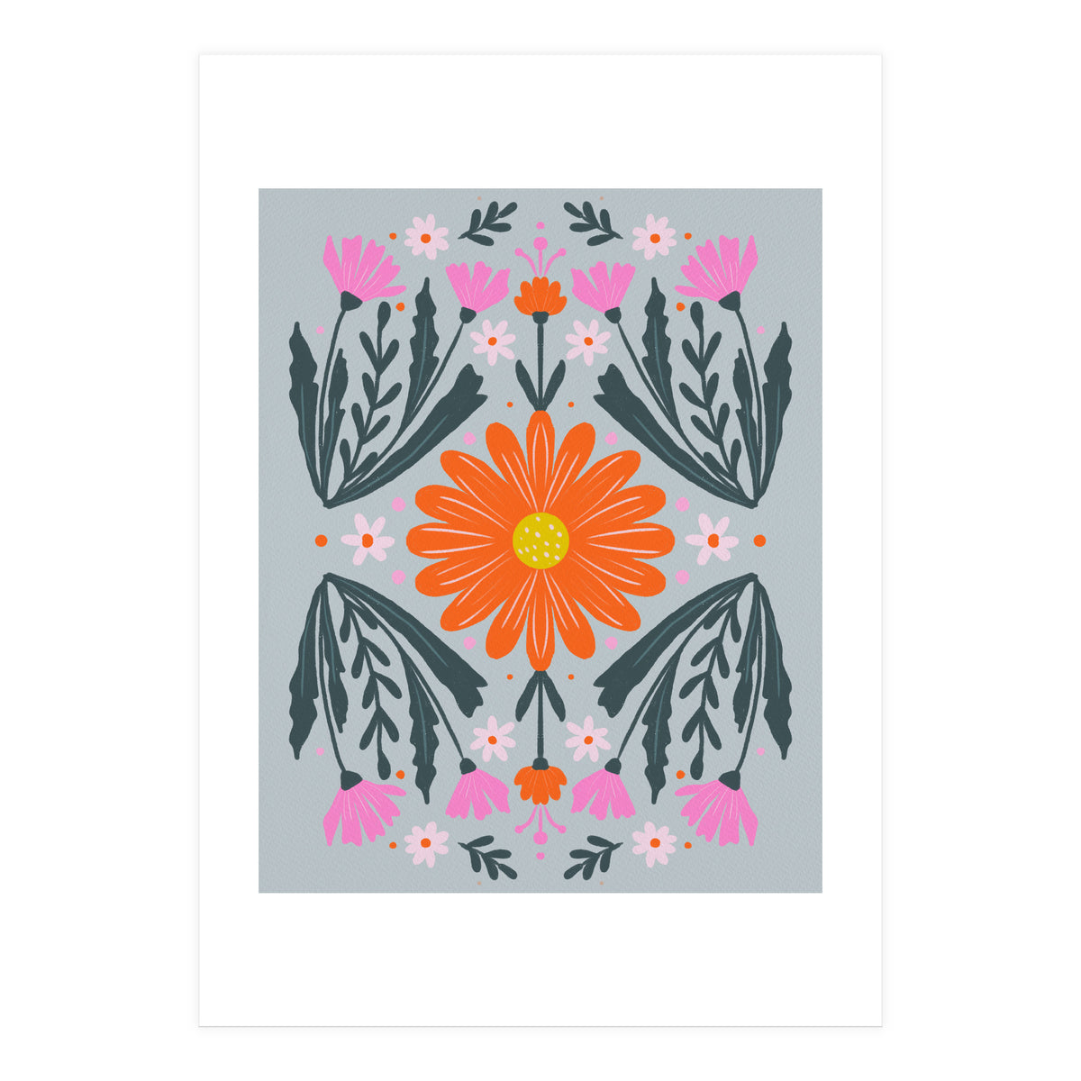 Orange Flower with pink buds (Print Only)