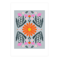 Orange Flower with pink buds (Print Only)