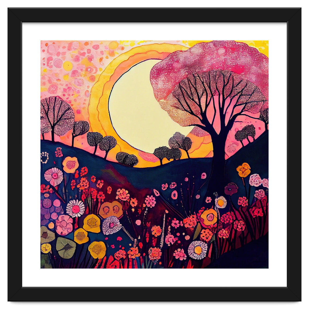 Folk Sunset Over Floral Hills