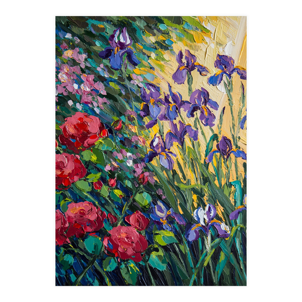 Expressive Heavy Impasto Floral Oil Painting  (Print Only)