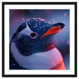 Close Up Penguin With Snowflakes On Head thumbnail