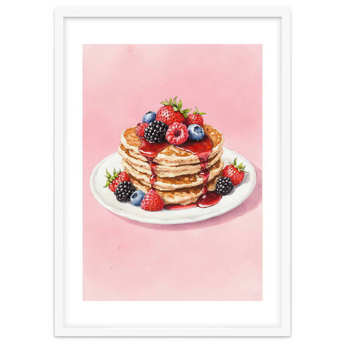 Berry Pancakes – Watercolor Breakfast Food