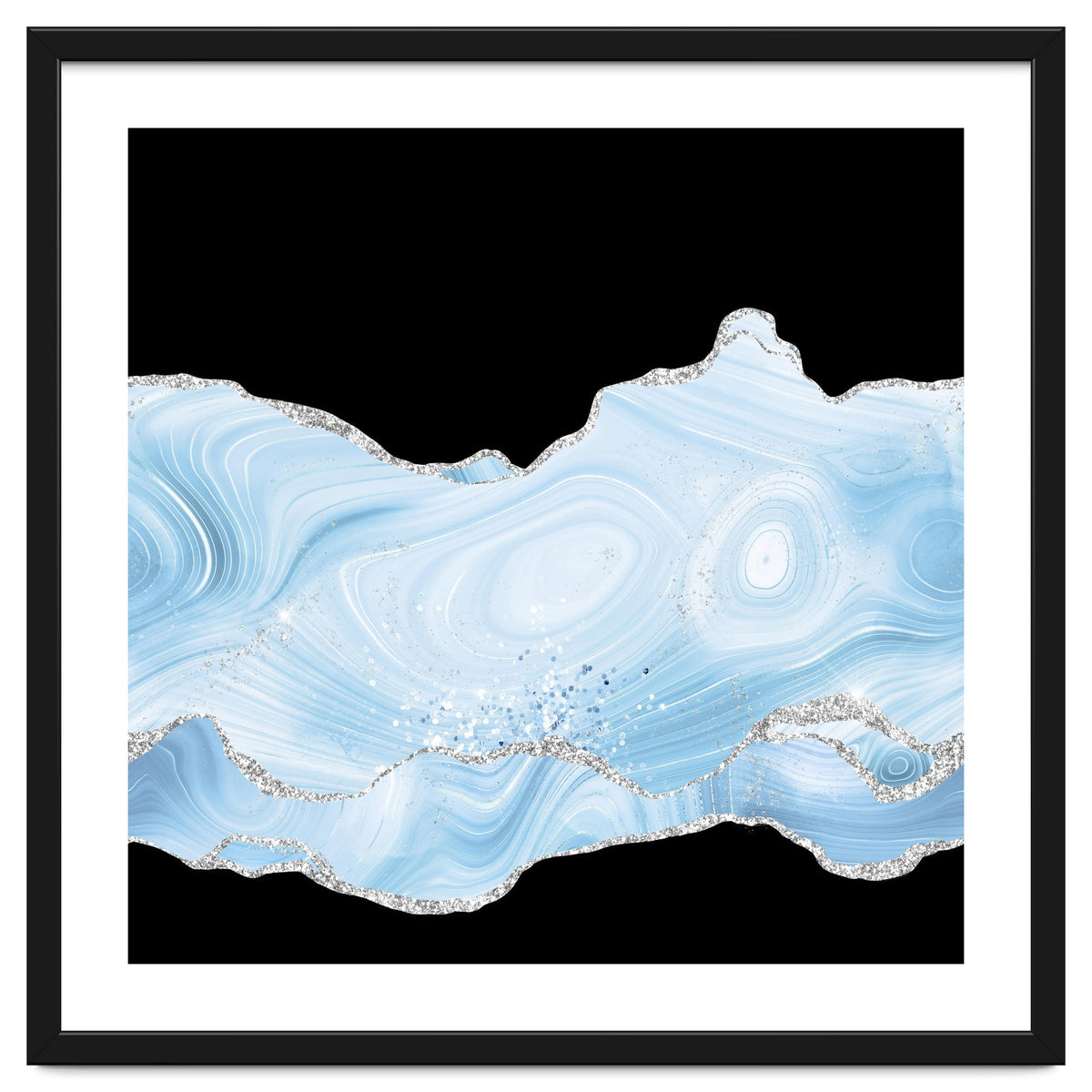 Blue & Silver Agate Glitter Texture 04