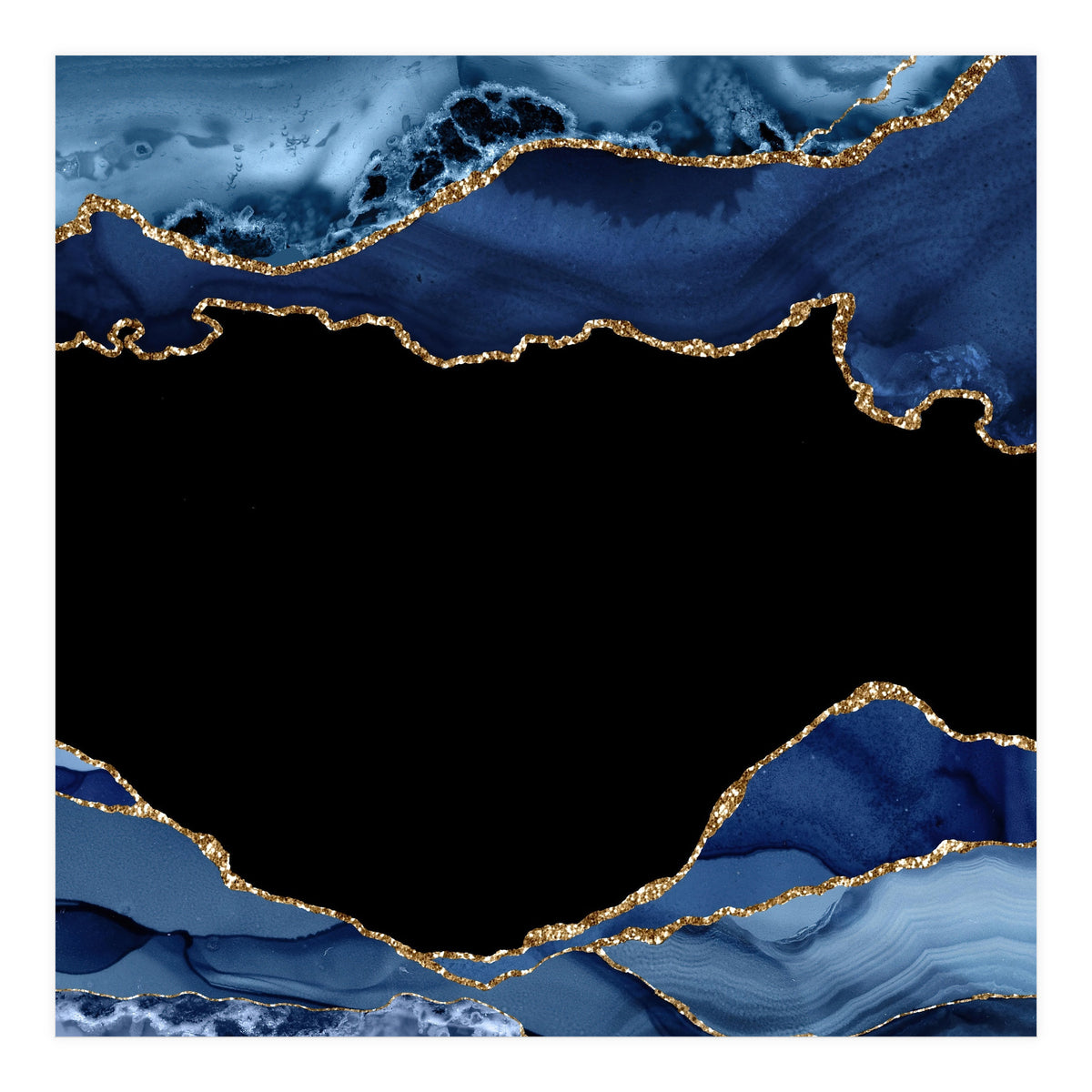 Navy & Gold Agate Texture 18  (Print Only)