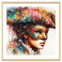 Watercolor Carnival Venetian Mask Woman