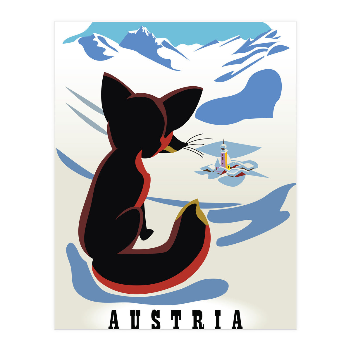 Austria Fox In The Snow (Print Only)