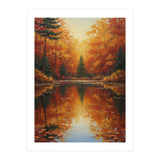 Golden Autumn Reflection: Impasto Forest Landscape (Print Only) thumbnail