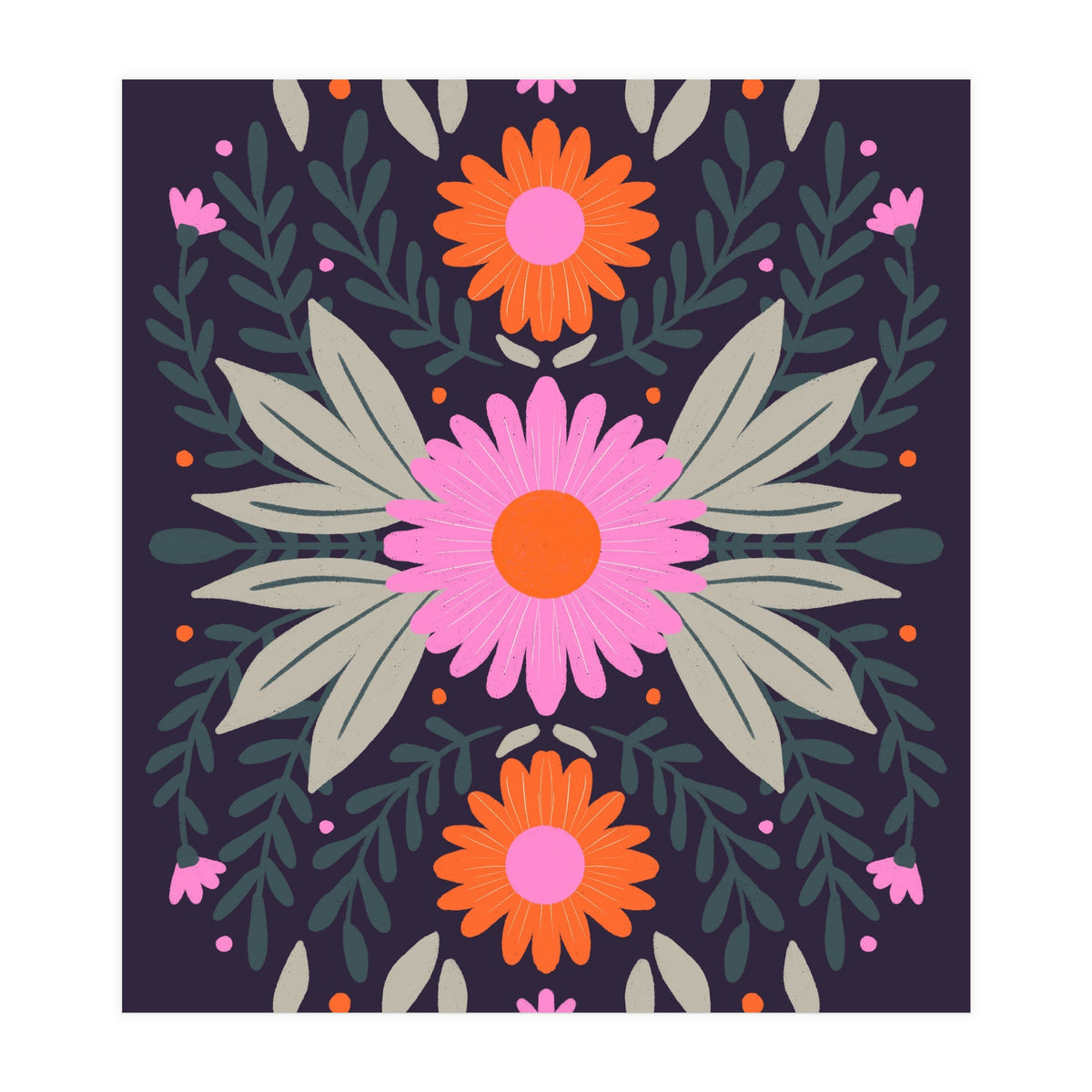 Pink And Orange Flowers (Print Only)