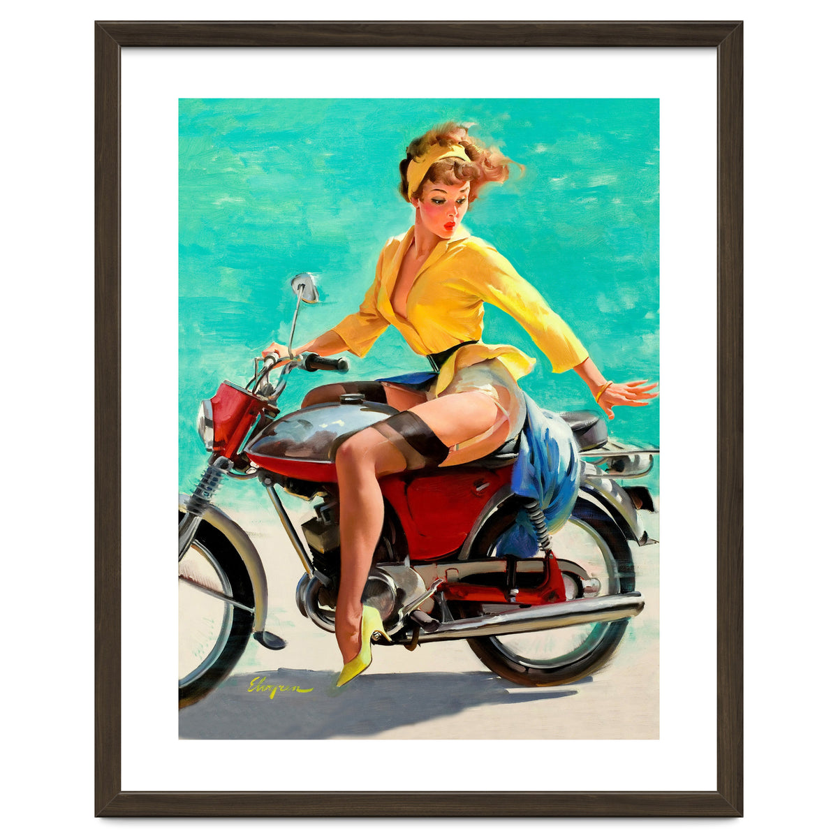 Pinup Sexy Motorcycle Girl