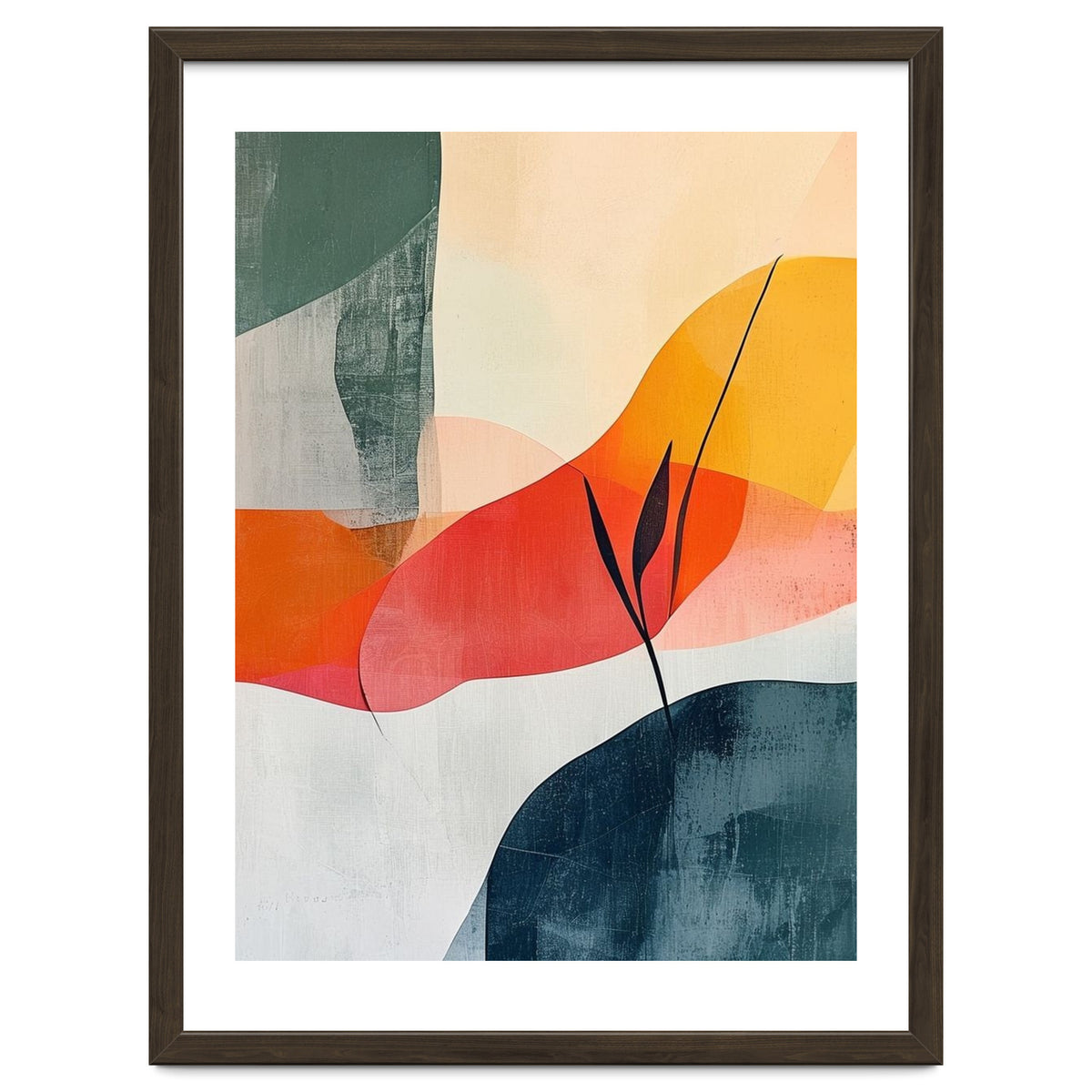 Minimalist Botanical Abstract Art with Organic Overlapping Shapes