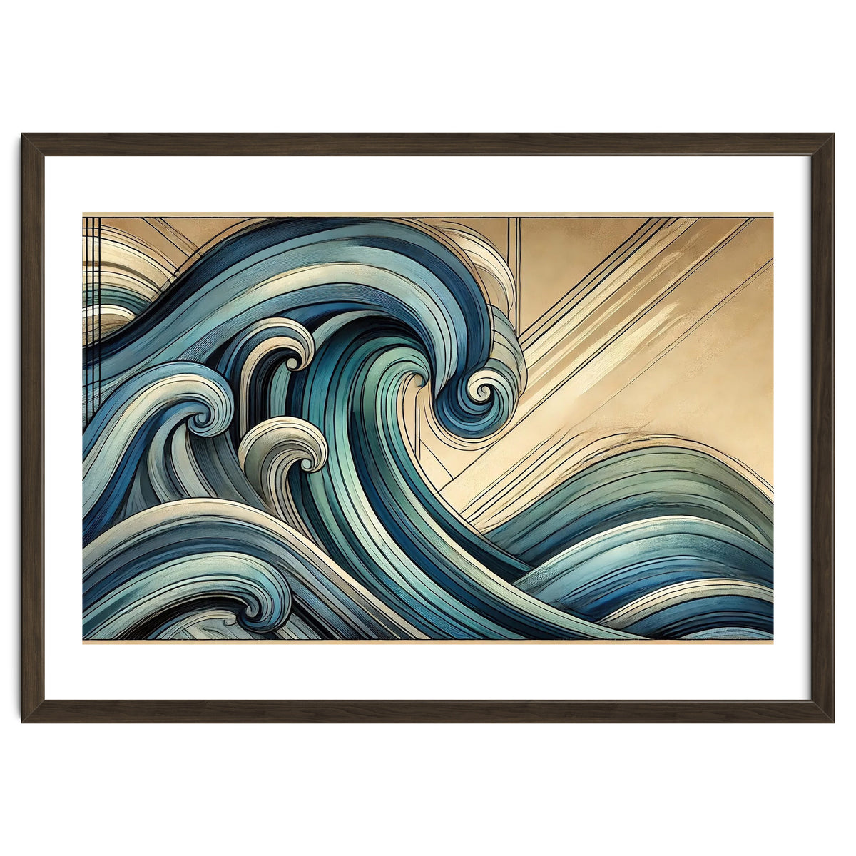 Art Deco Blue Ocean Waves