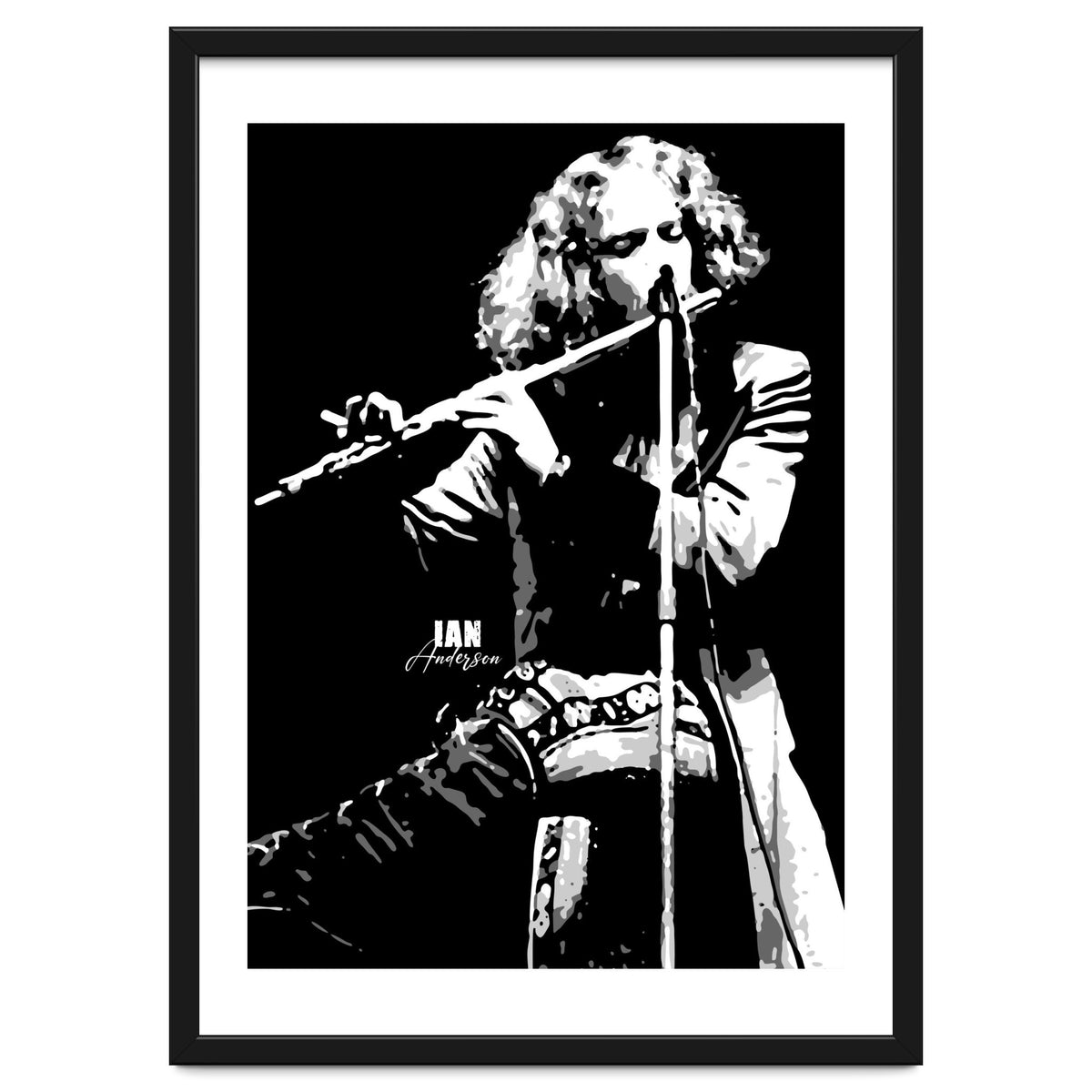 Ian Anderson British Musician Legend in Grayscale