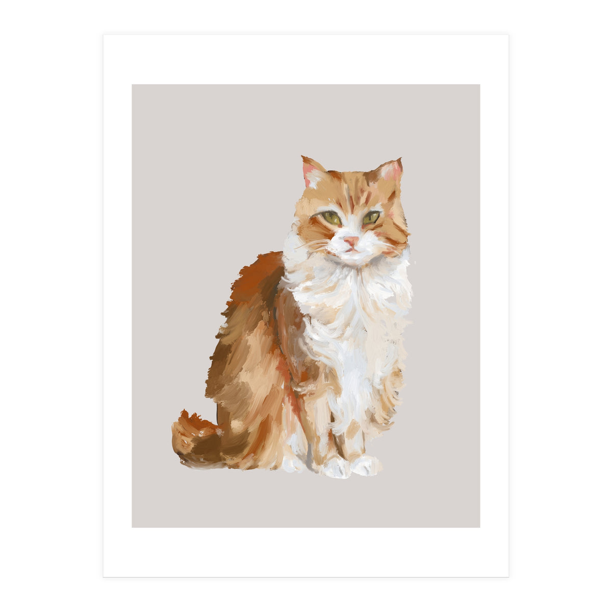 Handpainted messy oil painting of furry baby cat  (Print Only)
