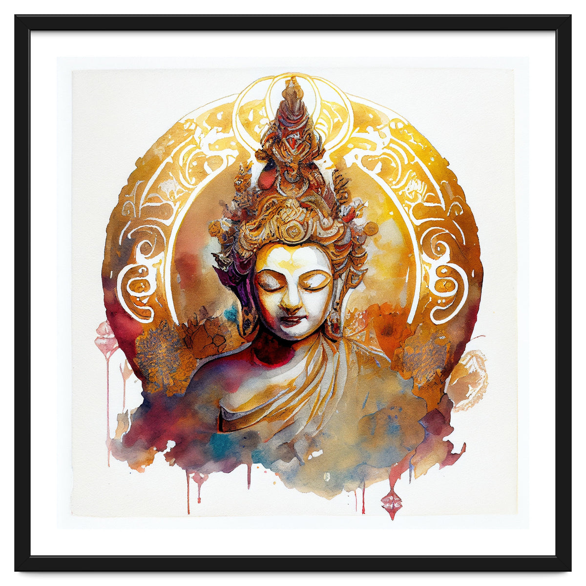 Golden Halo Buddha Portrait
