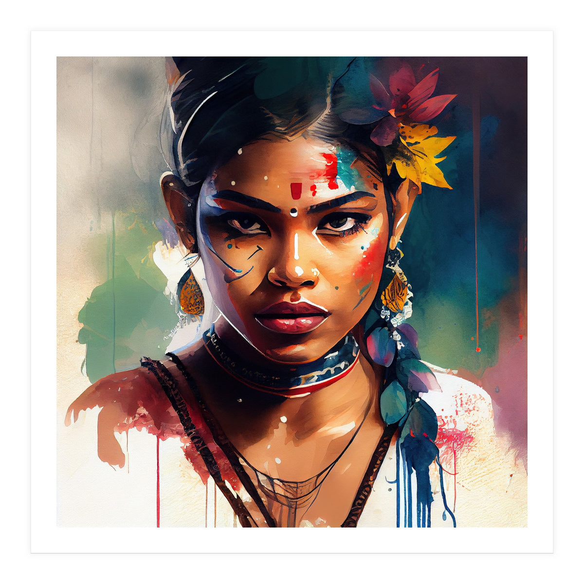 Festival Bloom Hindu Portrait (Print Only)