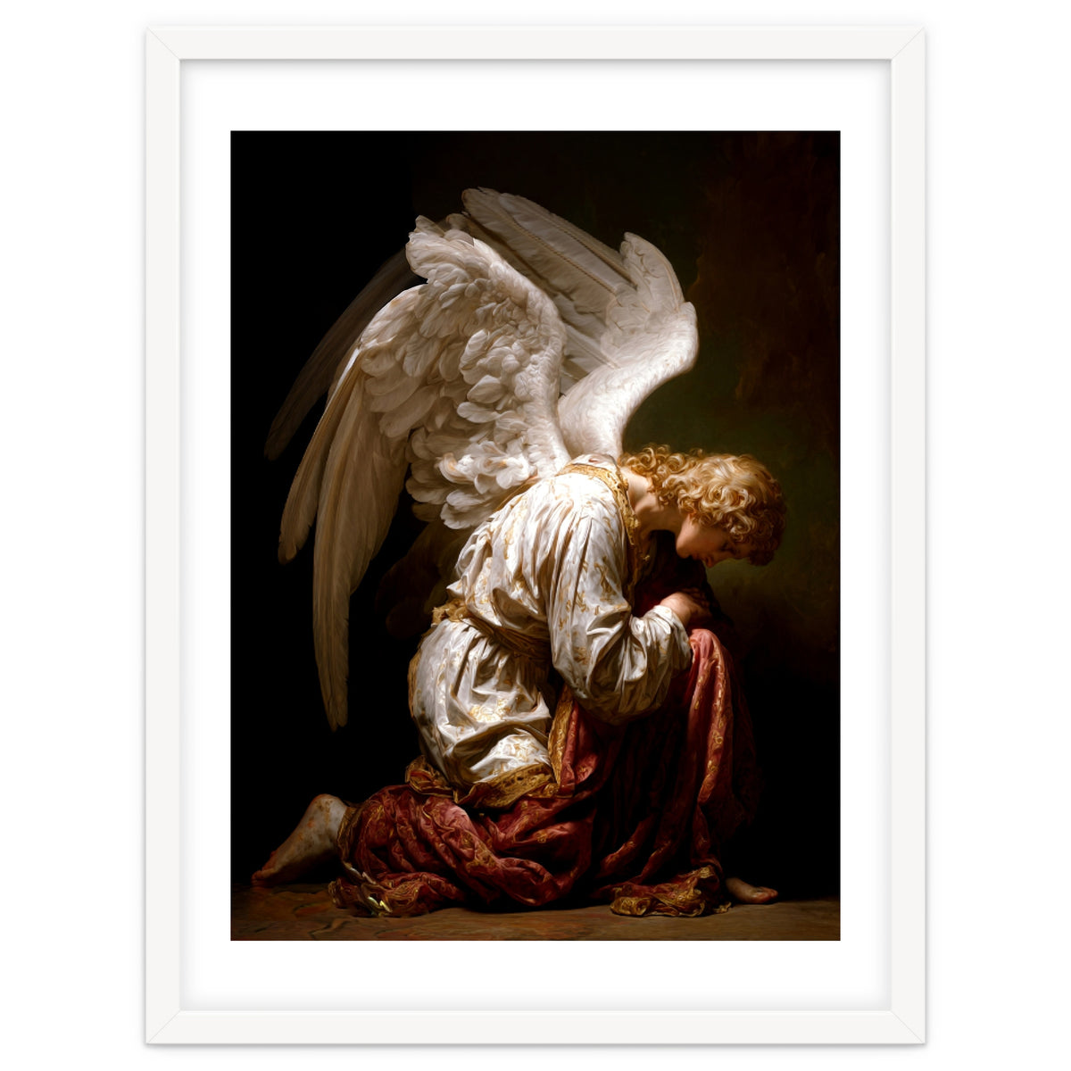 Kneeling Down Angel Renaissance inspired Religious Art
