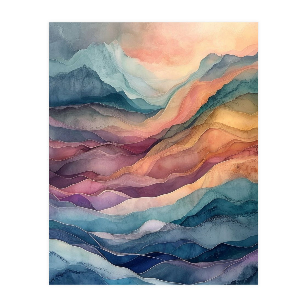 Abstract Fluid Mountain Landscape Art (Print Only)