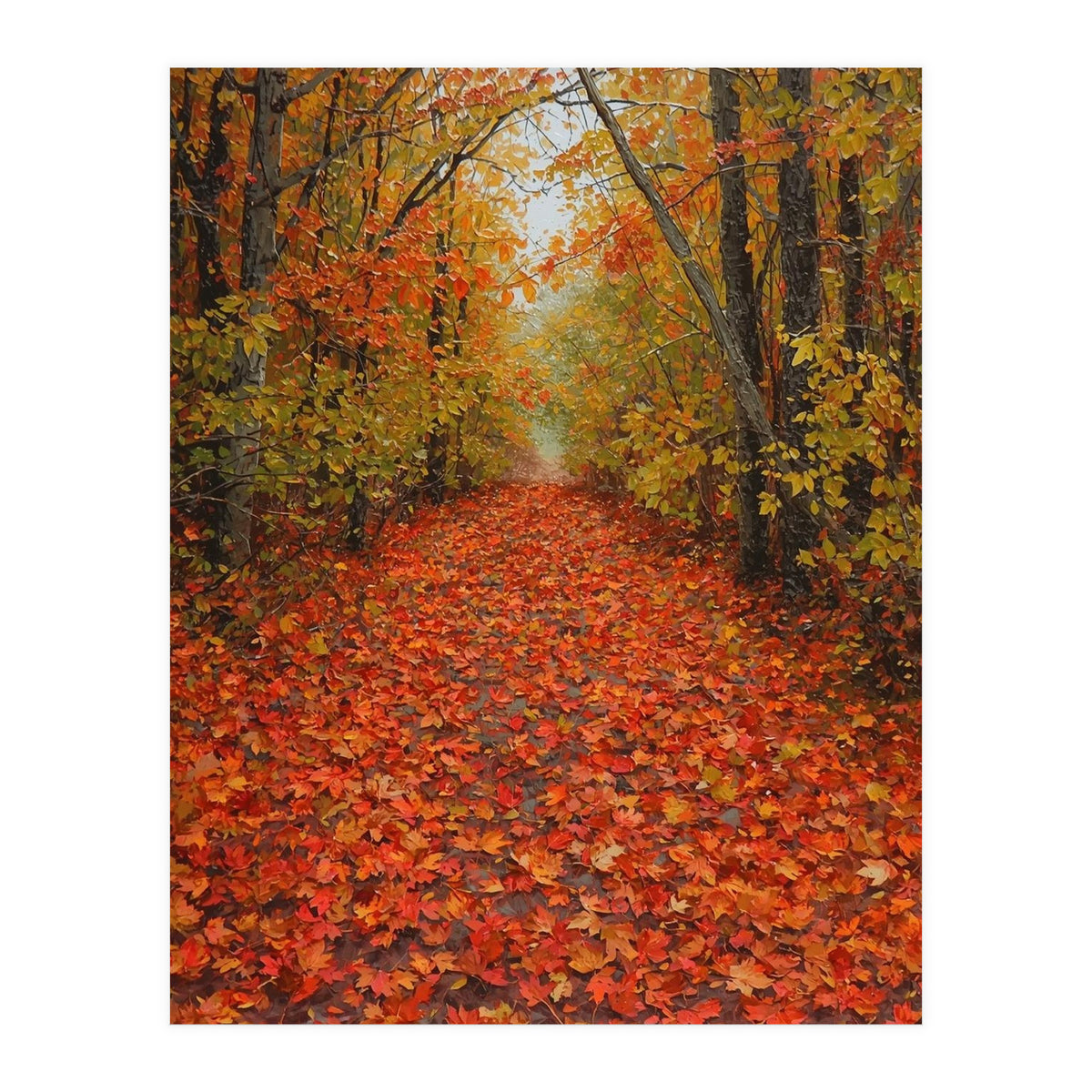 Lush Autumn Forest Path Covered (Print Only)