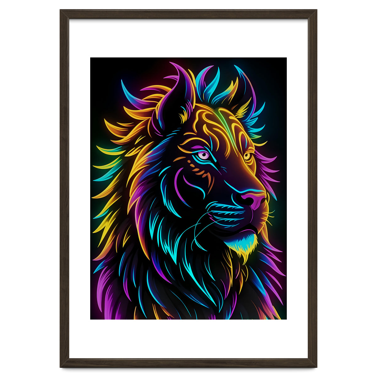 Lion Colored Neon Art