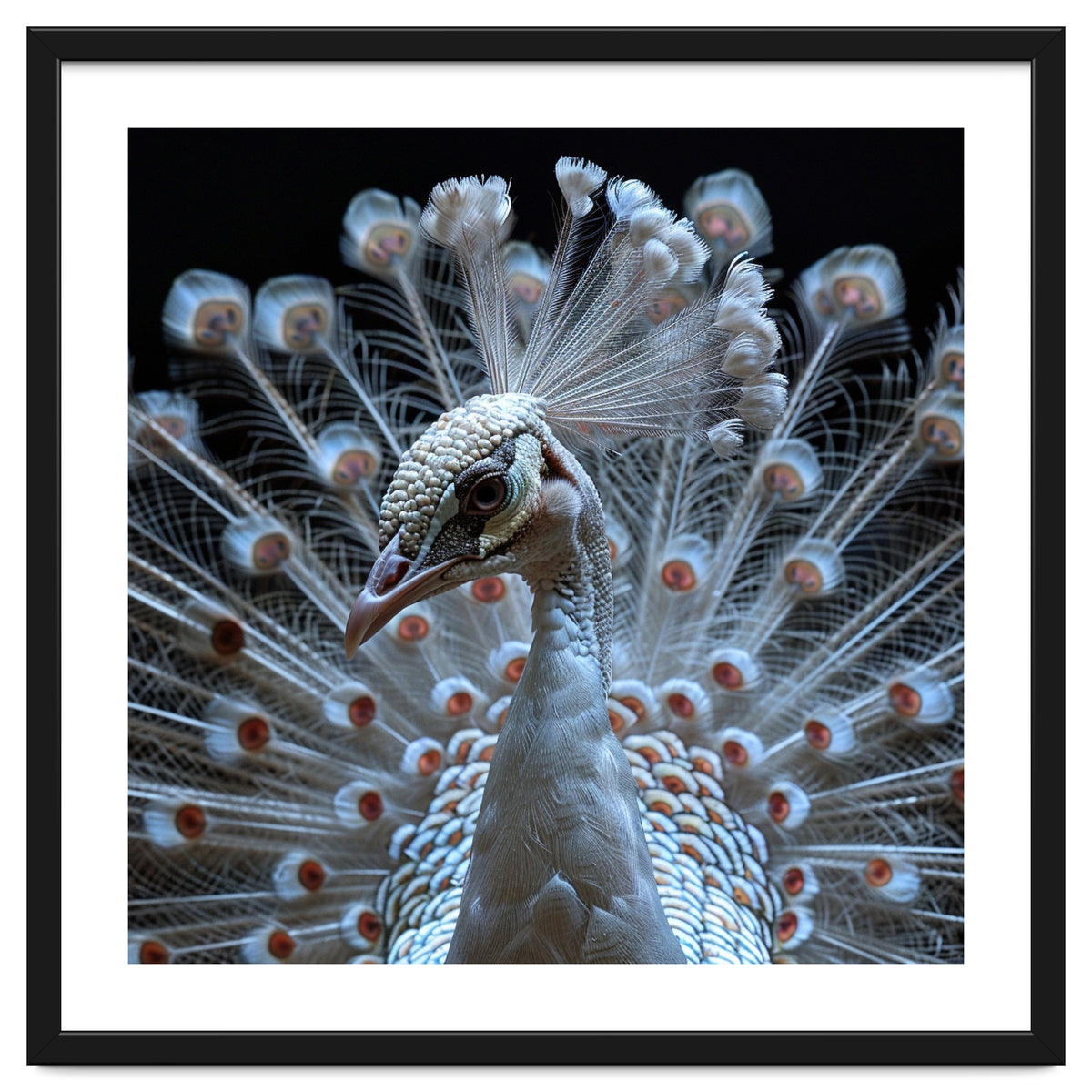 Albino Peacock Displaying White Feathers