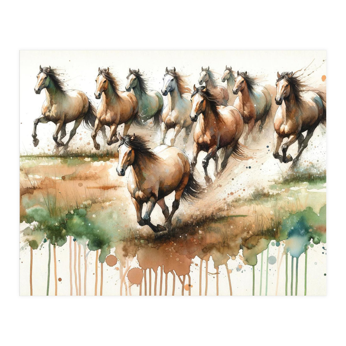 Galloping Horse Herd (Print Only)