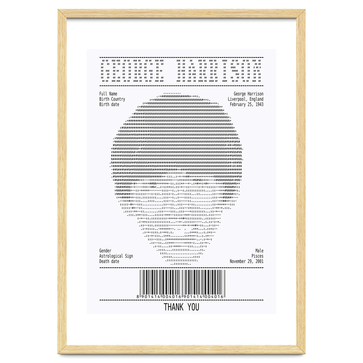 Receipt Art George Harrison
