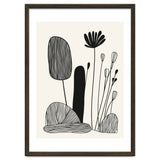 Abstract Black And White Botanical Illustration With Organic Shapes thumbnail