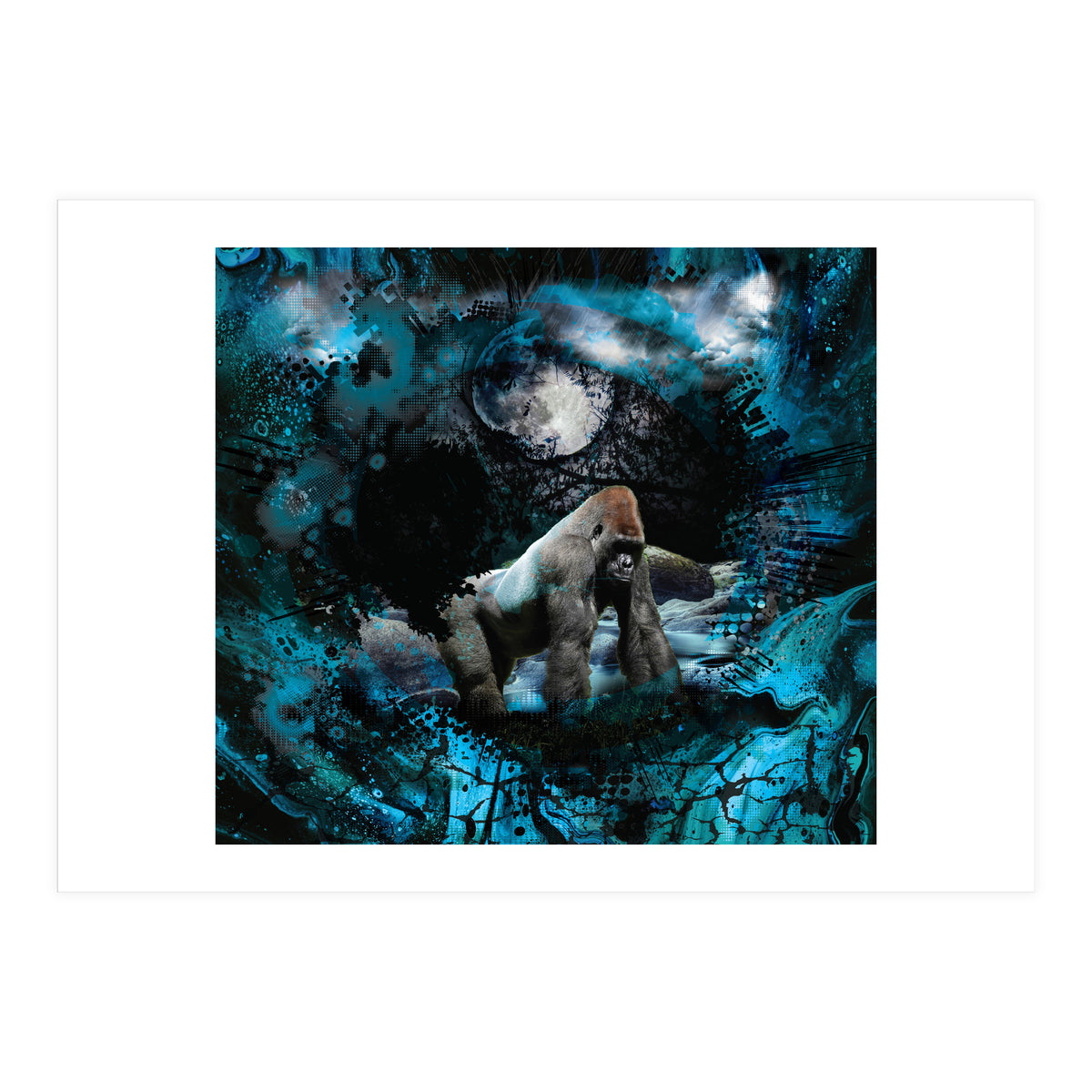 Gorilla Blue Moon Forest Scenic (Print Only)