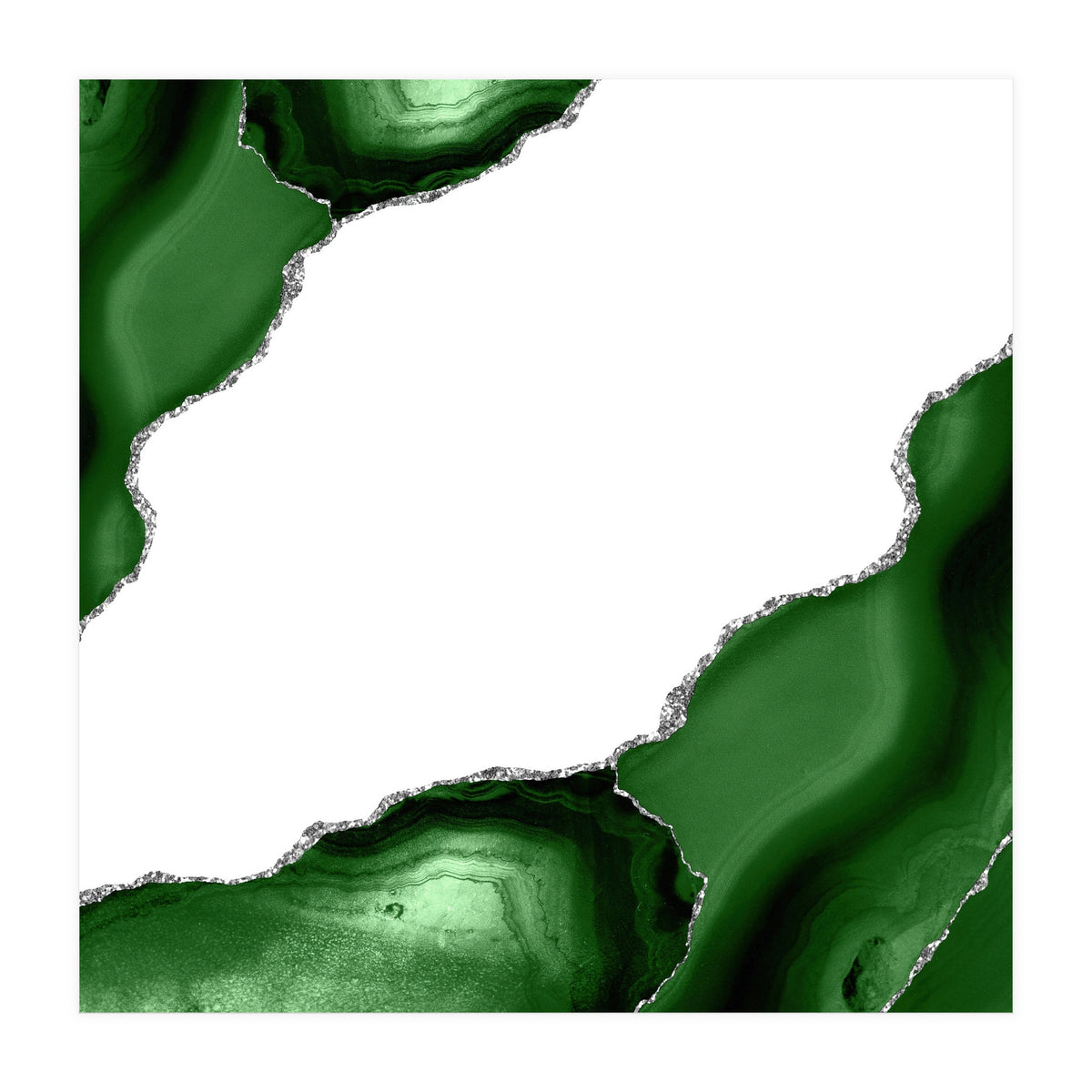 Green & Silver Agate Texture 16  (Print Only)