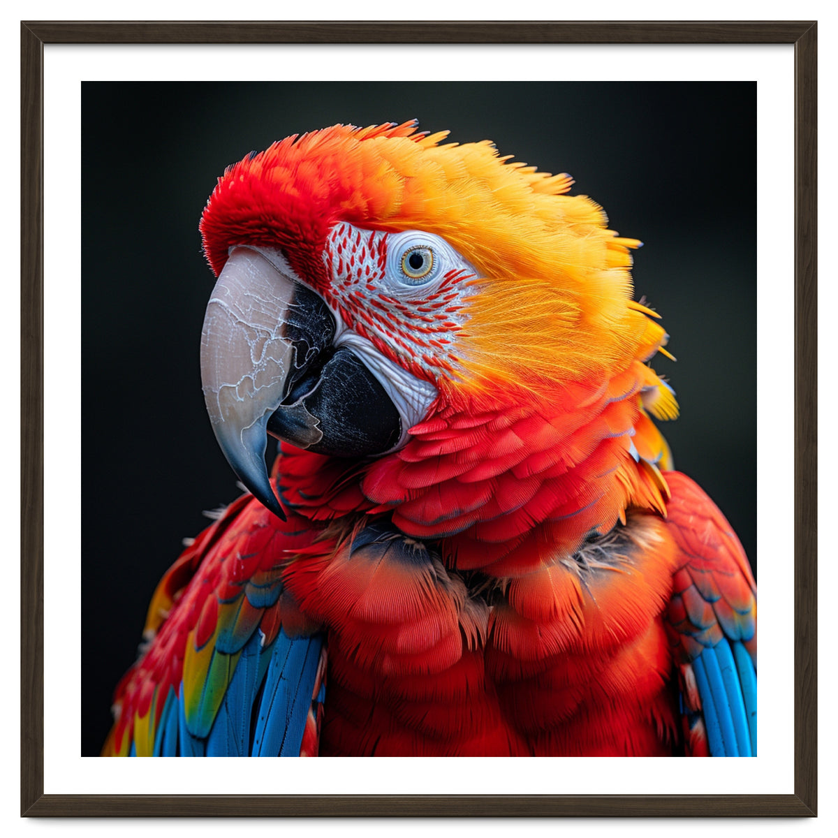 Scarlet Macaw Parrot Portrait Vivid Colors